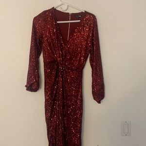 Long sequin dress burgundy color size M